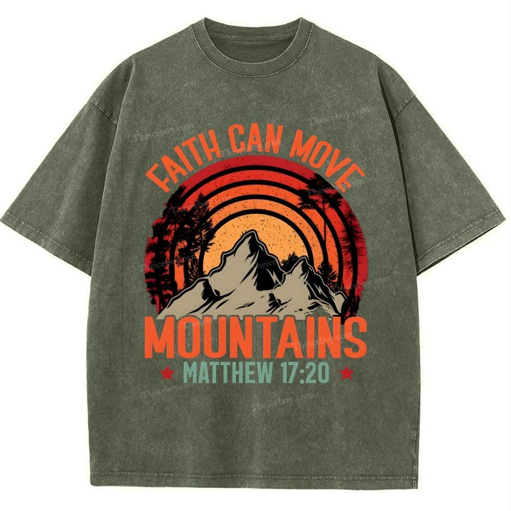 Faith Can Move Mountains Snowflake Vintage Washed T-Shirt