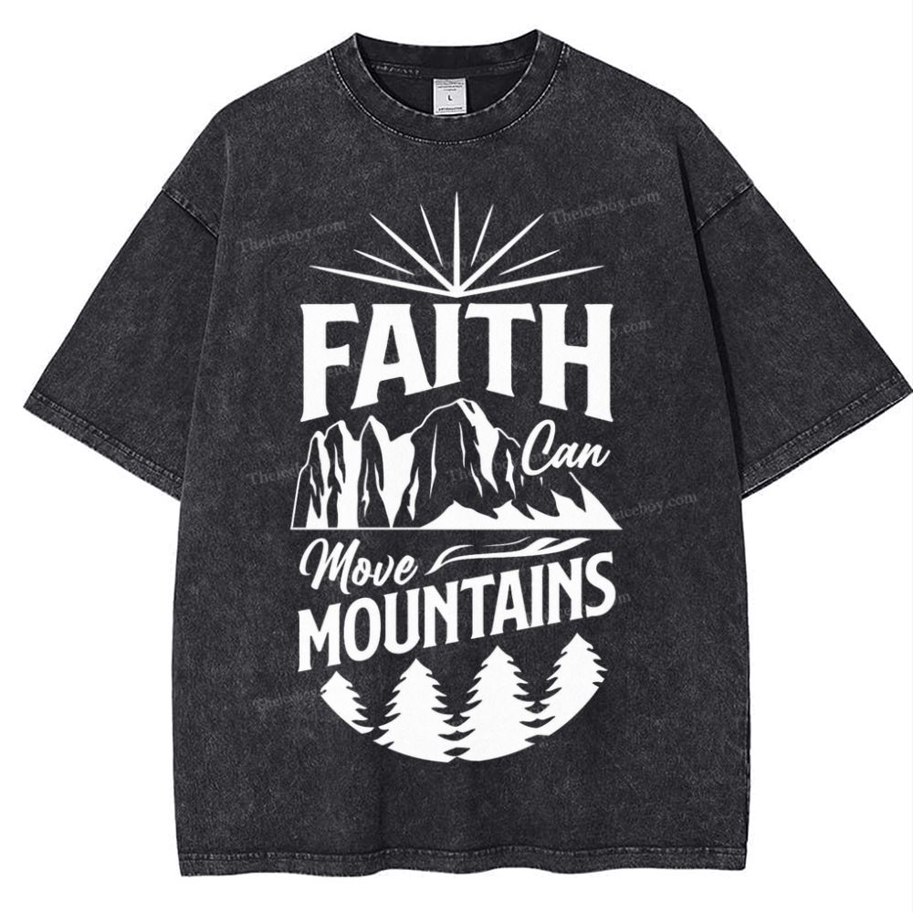Faith Can Move Mountains Snowflake Vintage Washed T-Shirt