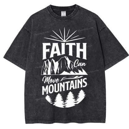 Faith Can Move Mountains Snowflake Vintage Washed T-Shirt