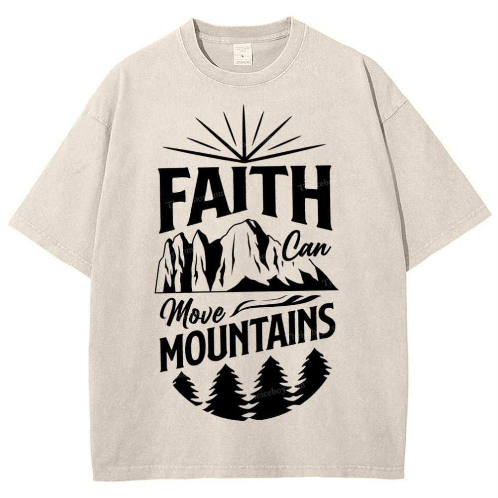 Faith Can Move Mountains Snowflake Vintage Washed T-Shirt