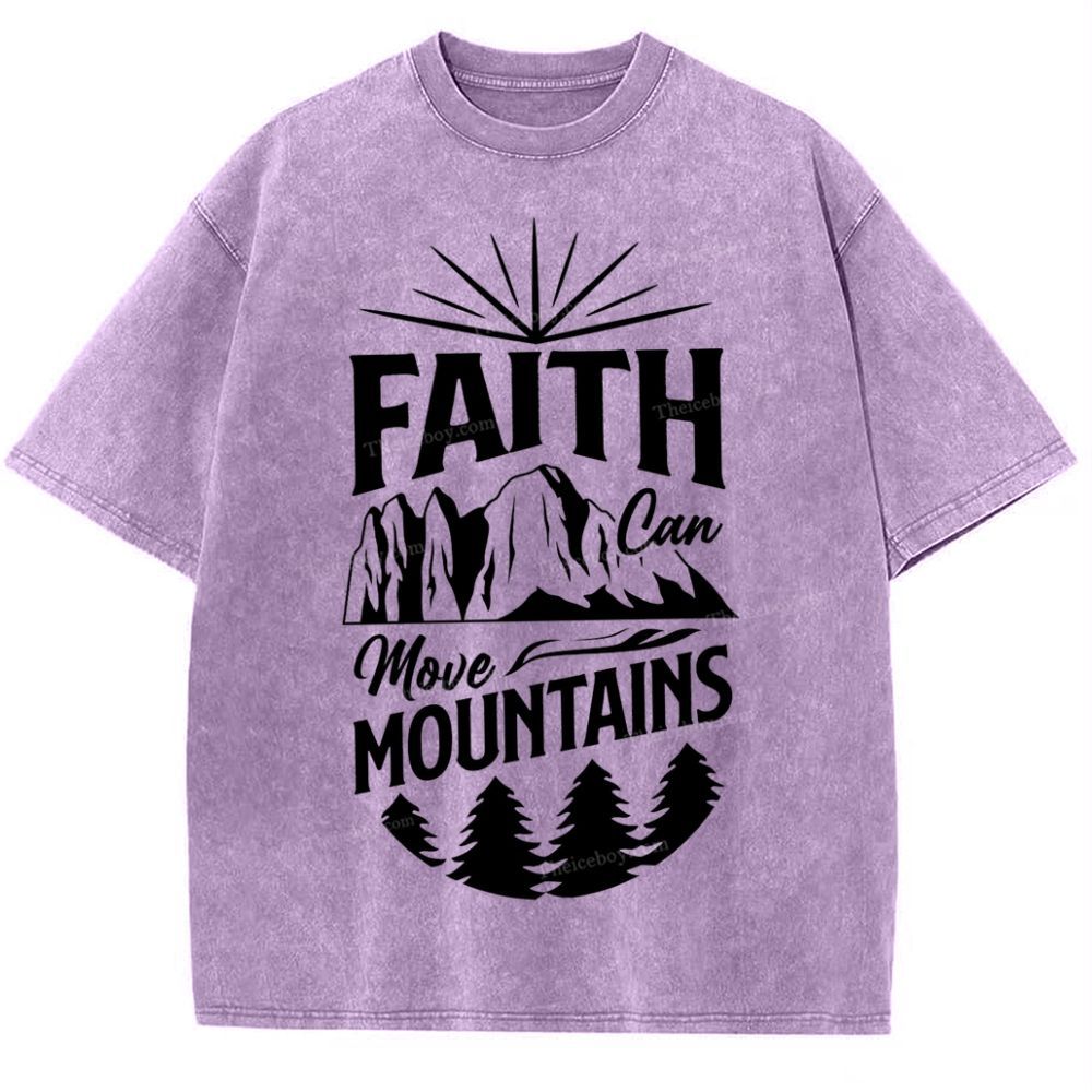Faith Can Move Mountains Snowflake Vintage Washed T-Shirt