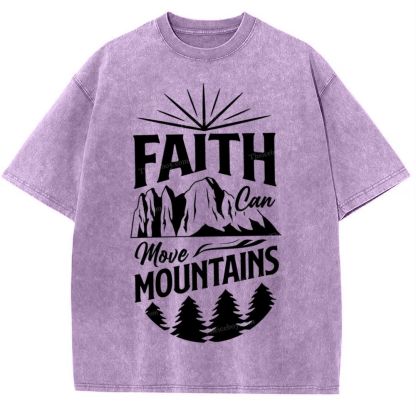 Faith Can Move Mountains Snowflake Vintage Washed T-Shirt