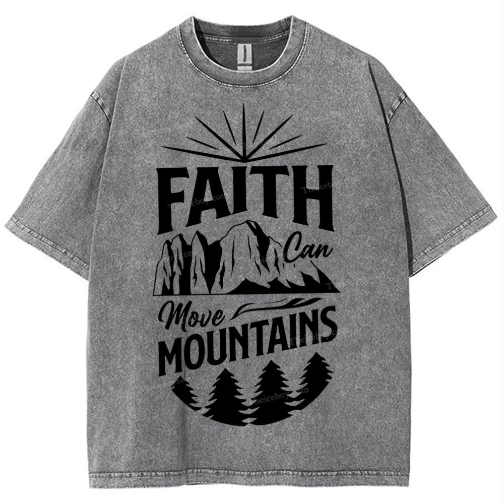 Faith Can Move Mountains Snowflake Vintage Washed T-Shirt