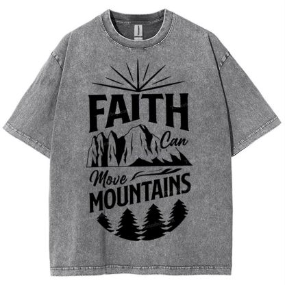 Faith Can Move Mountains Snowflake Vintage Washed T-Shirt