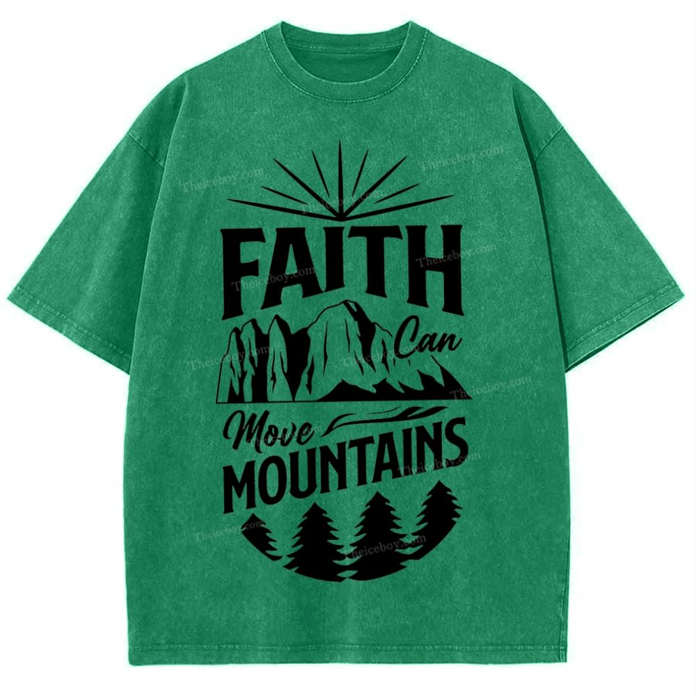 Faith Can Move Mountains Snowflake Vintage Washed T-Shirt