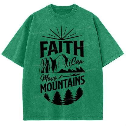 Faith Can Move Mountains Snowflake Vintage Washed T-Shirt
