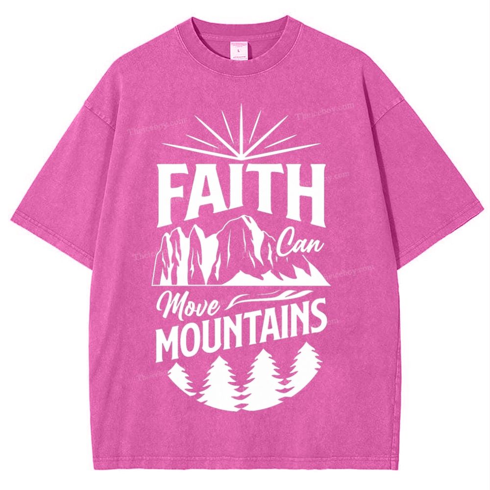 Faith Can Move Mountains Snowflake Vintage Washed T-Shirt
