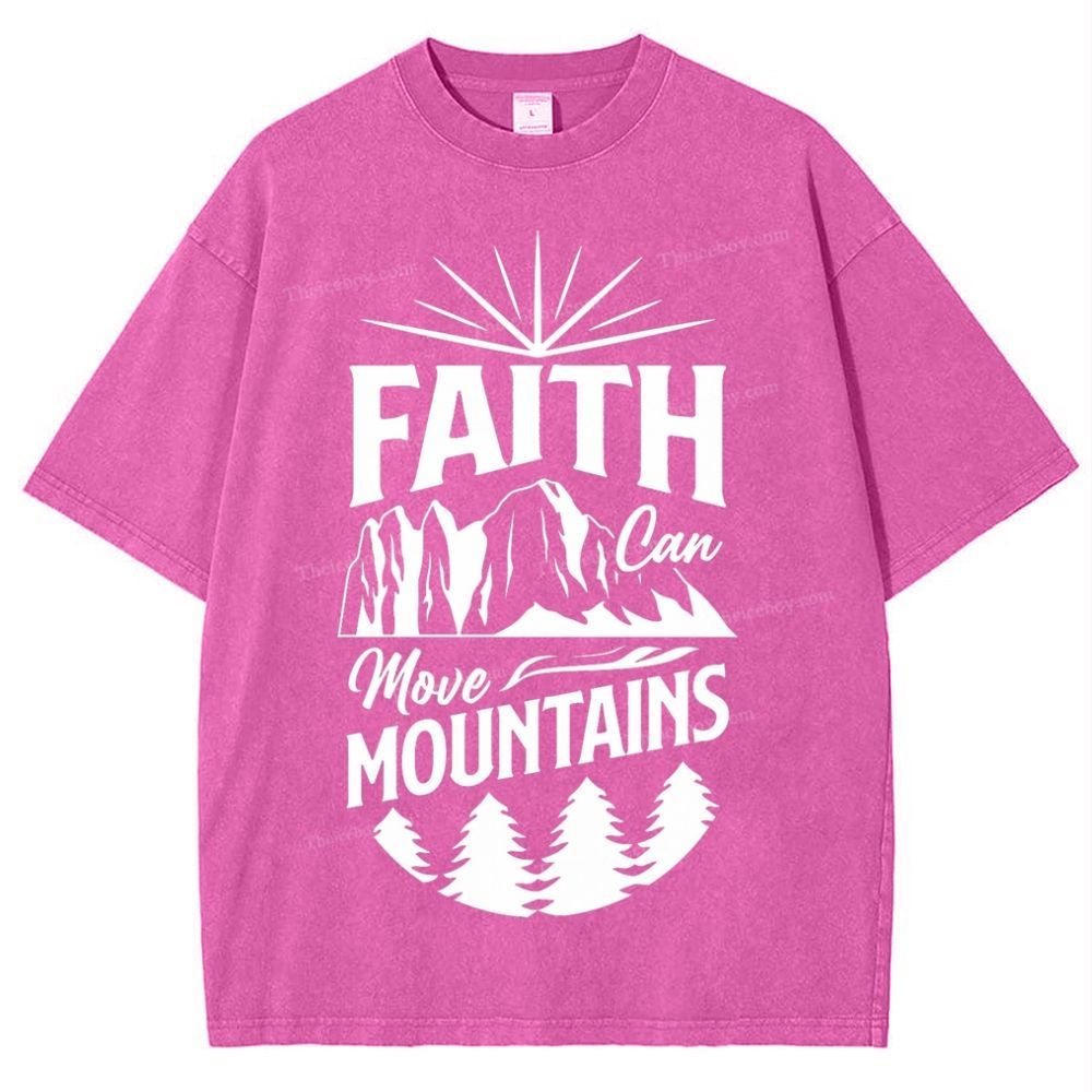 Faith Can Move Mountains Snowflake Vintage Washed T-Shirt
