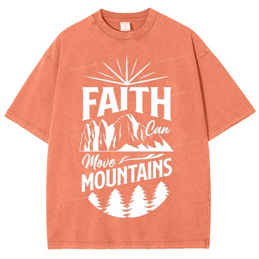 Faith Can Move Mountains Snowflake Vintage Washed T-Shirt
