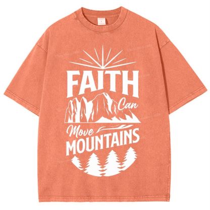 Faith Can Move Mountains Snowflake Vintage Washed T-Shirt