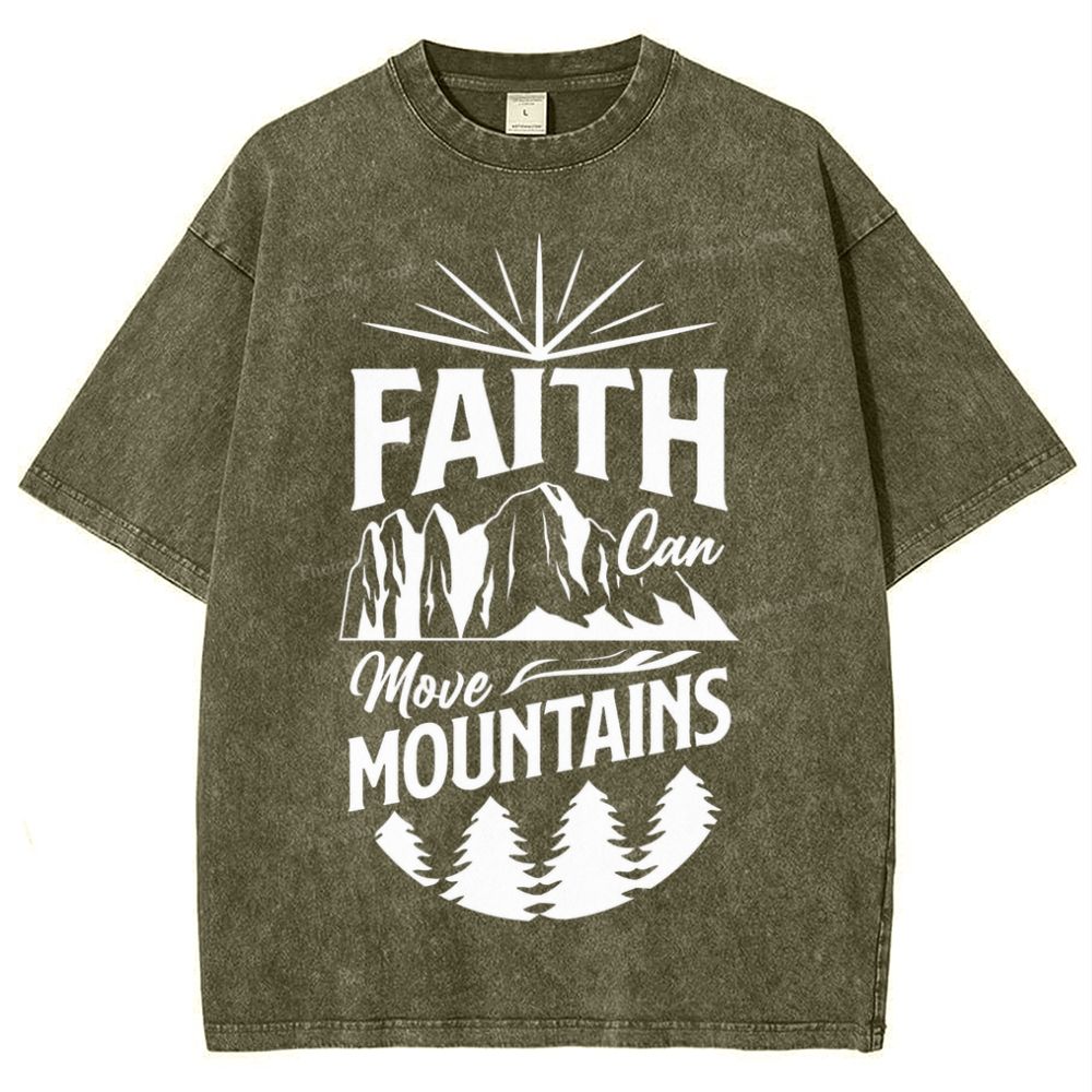 Faith Can Move Mountains Snowflake Vintage Washed T-Shirt