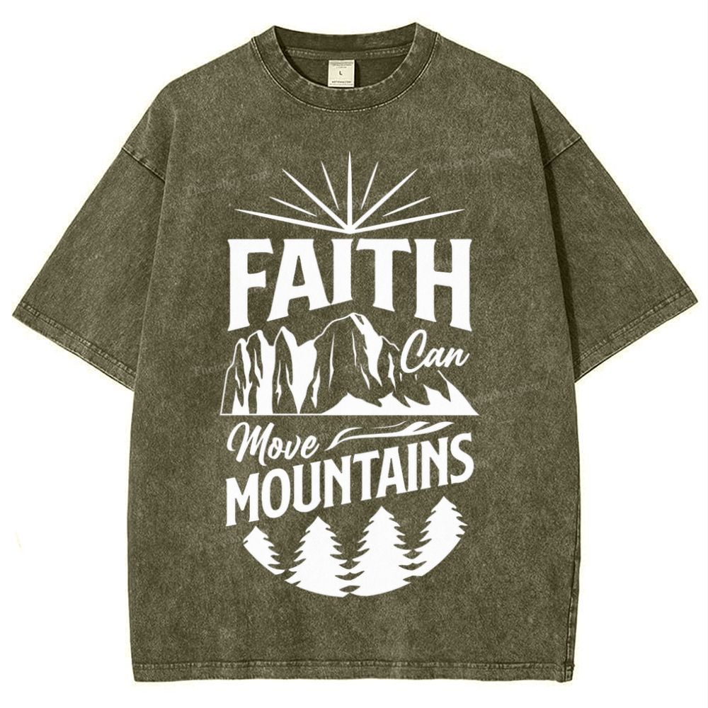 Faith Can Move Mountains Snowflake Vintage Washed T-Shirt