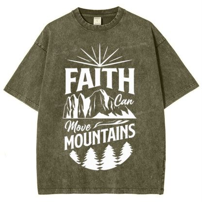 Faith Can Move Mountains Snowflake Vintage Washed T-Shirt