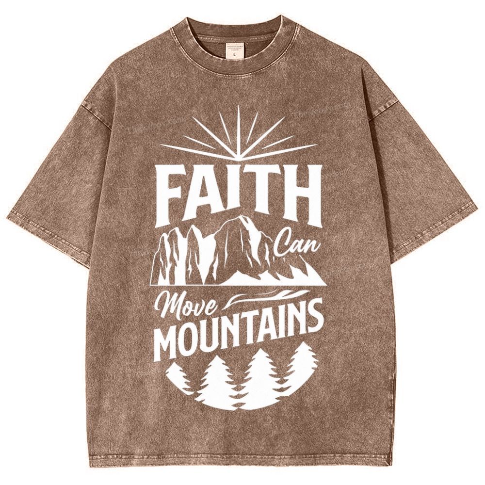 Faith Can Move Mountains Snowflake Vintage Washed T-Shirt