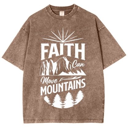 Faith Can Move Mountains Snowflake Vintage Washed T-Shirt