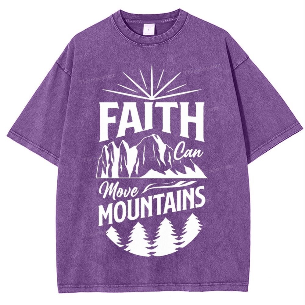 Faith Can Move Mountains Snowflake Vintage Washed T-Shirt