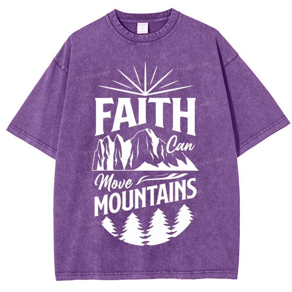 Faith Can Move Mountains Snowflake Vintage Washed T-Shirt