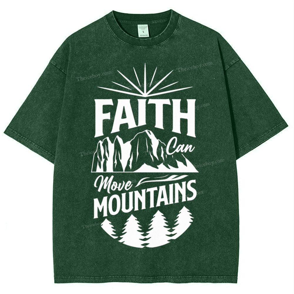 Faith Can Move Mountains Snowflake Vintage Washed T-Shirt
