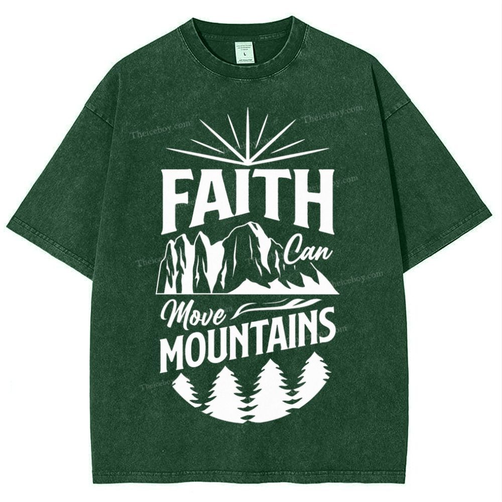 Faith Can Move Mountains Snowflake Vintage Washed T-Shirt