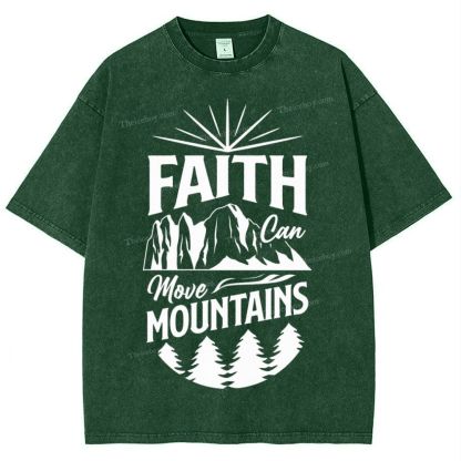 Faith Can Move Mountains Snowflake Vintage Washed T-Shirt