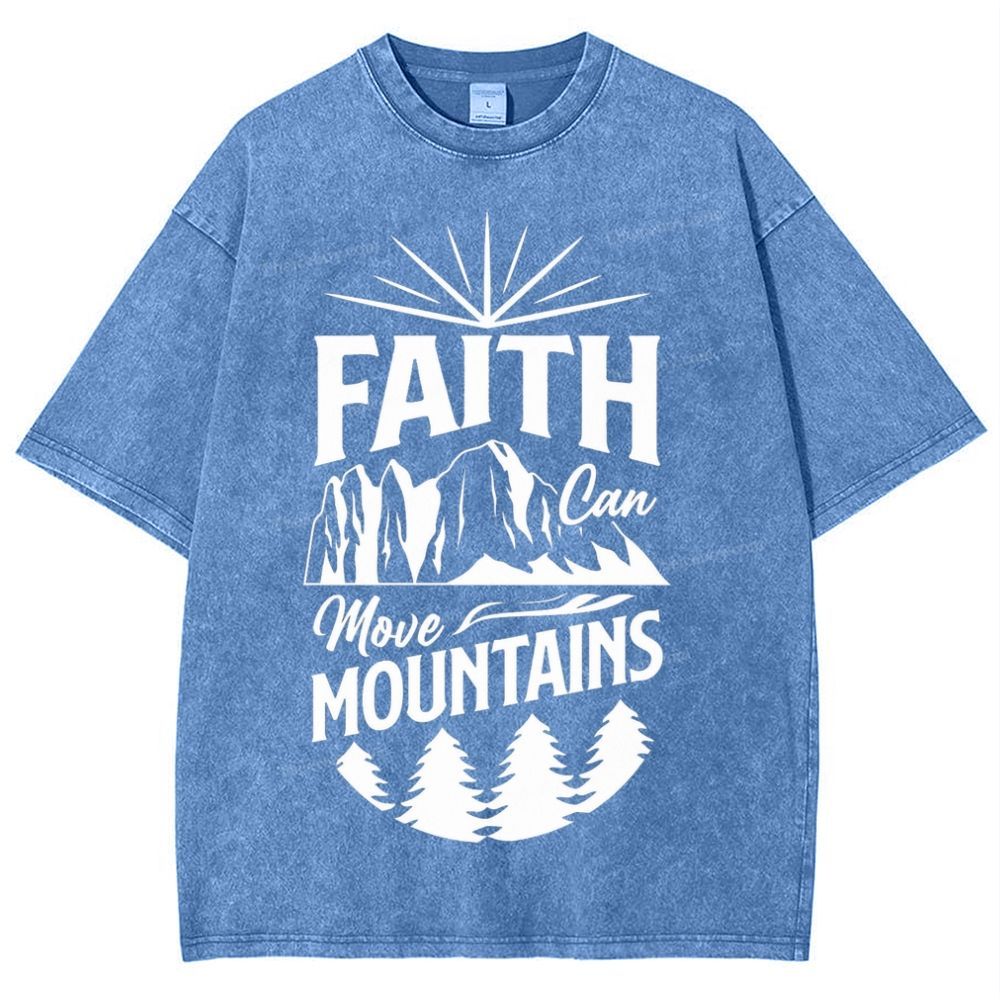 Faith Can Move Mountains Snowflake Vintage Washed T-Shirt
