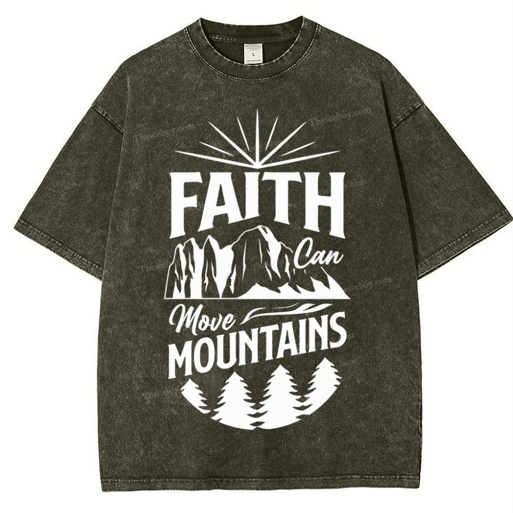 Faith Can Move Mountains Snowflake Vintage Washed T-Shirt