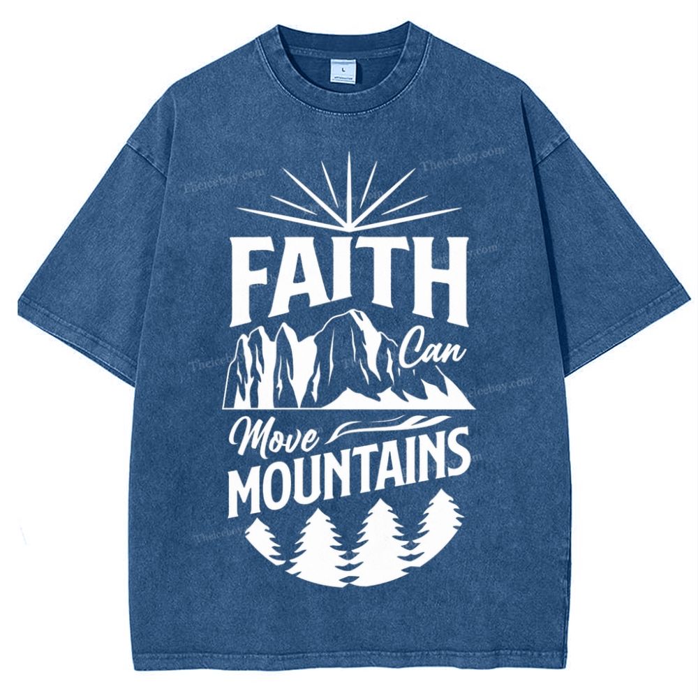 Faith Can Move Mountains Snowflake Vintage Washed T-Shirt