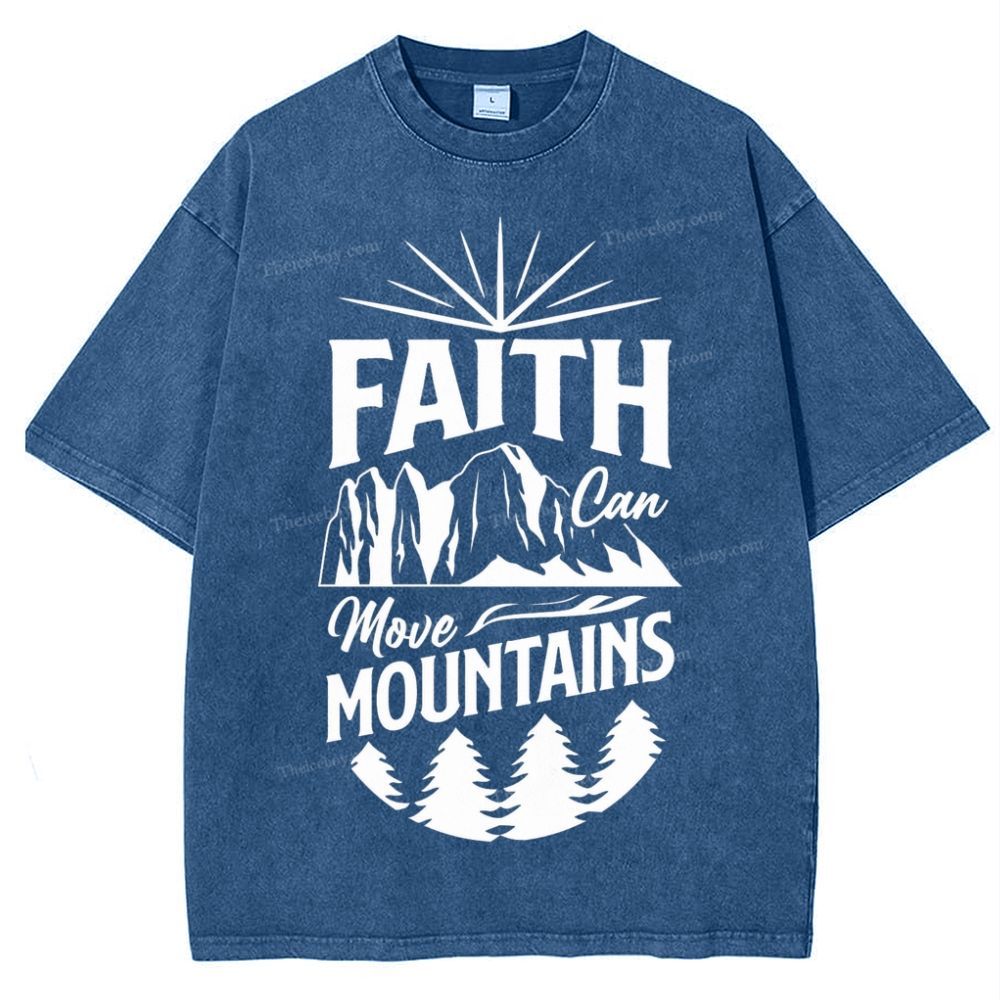Faith Can Move Mountains Snowflake Vintage Washed T-Shirt