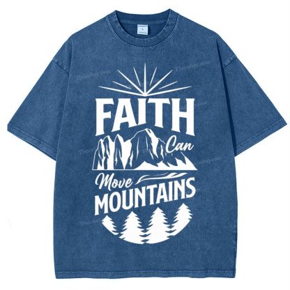 Faith Can Move Mountains Snowflake Vintage Washed T-Shirt