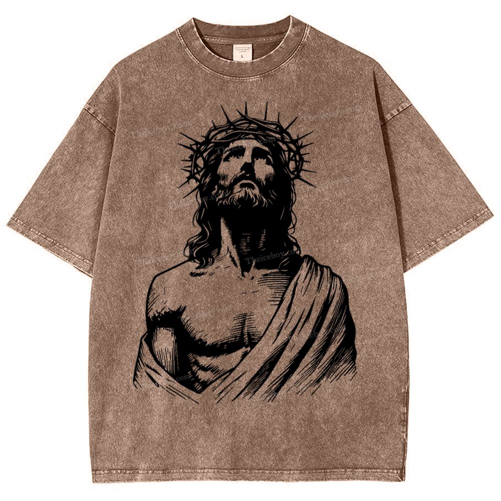 "The Light of Faith - Jesus' Encouragement" Snowflake Vintage Washed T-Shirt