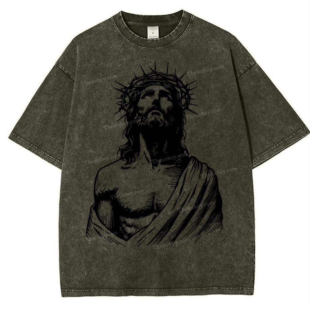 "The Light of Faith - Jesus' Encouragement" Snowflake Vintage Washed T-Shirt