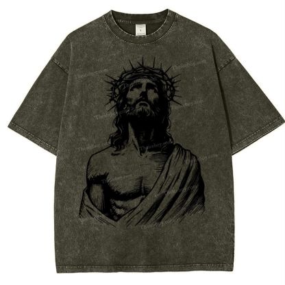"The Light of Faith - Jesus' Encouragement" Snowflake Vintage Washed T-Shirt
