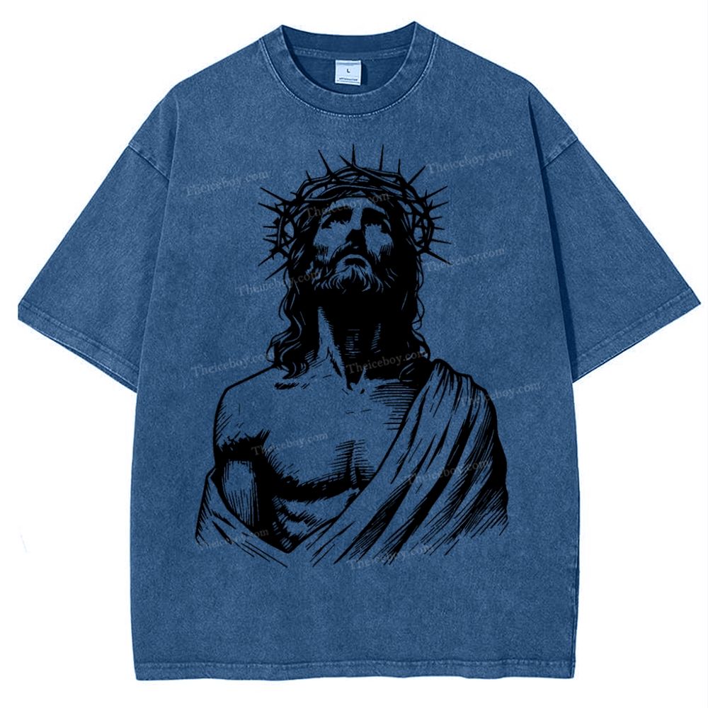 "The Light of Faith - Jesus' Encouragement" Snowflake Vintage Washed T-Shirt