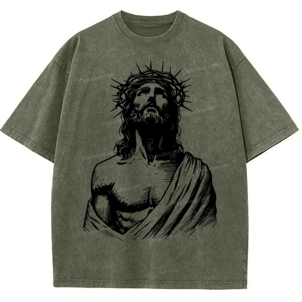"The Light of Faith - Jesus' Encouragement" Snowflake Vintage Washed T-Shirt