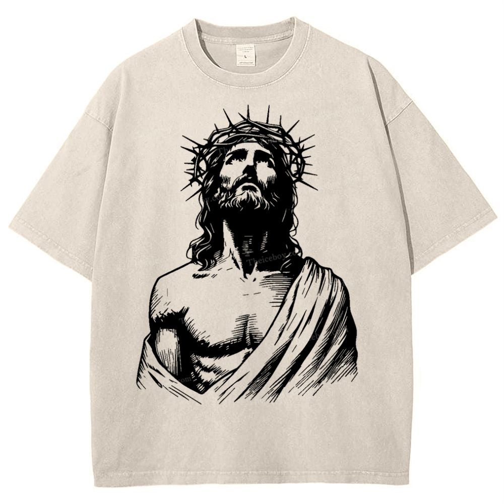 "The Light of Faith - Jesus' Encouragement" Snowflake Vintage Washed T-Shirt