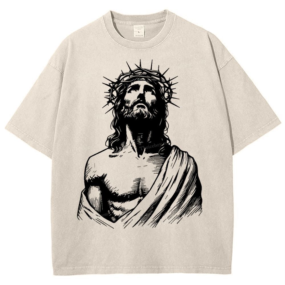 "The Light of Faith - Jesus' Encouragement" Snowflake Vintage Washed T-Shirt