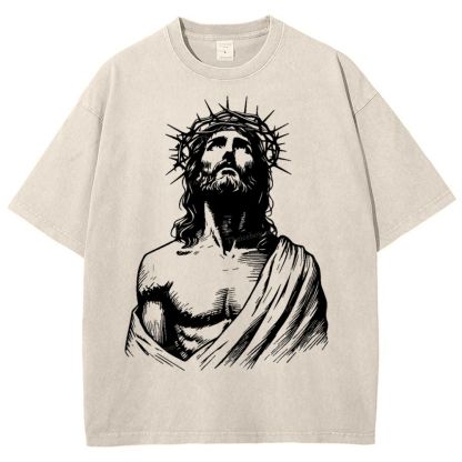"The Light of Faith - Jesus' Encouragement" Snowflake Vintage Washed T-Shirt