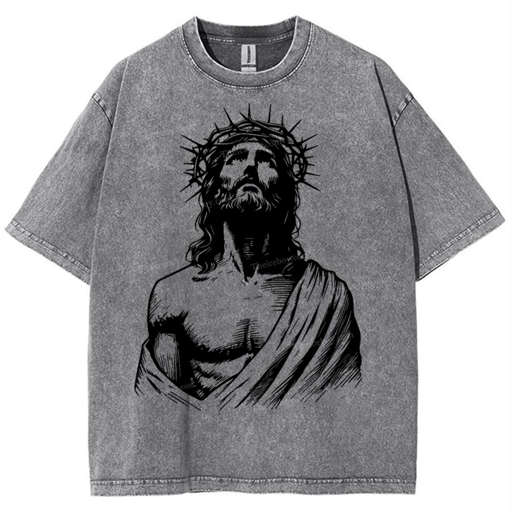 "The Light of Faith - Jesus' Encouragement" Snowflake Vintage Washed T-Shirt