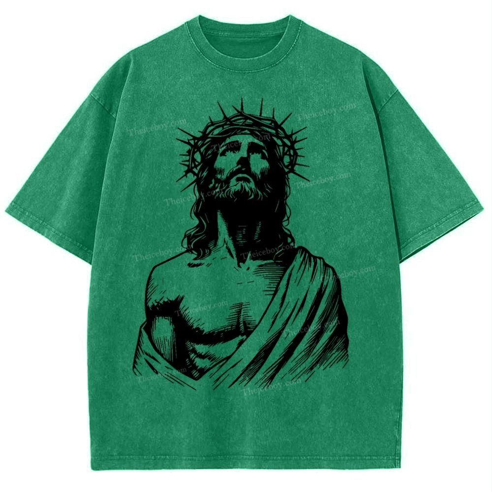 "The Light of Faith - Jesus' Encouragement" Snowflake Vintage Washed T-Shirt