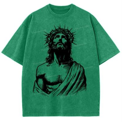 "The Light of Faith - Jesus' Encouragement" Snowflake Vintage Washed T-Shirt