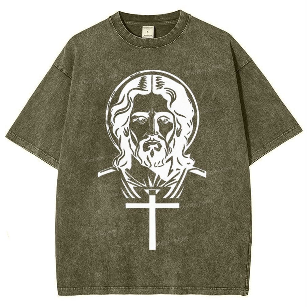 "The Light of Faith - Jesus' Encouragement" Snowflake Vintage Washed T-Shirt