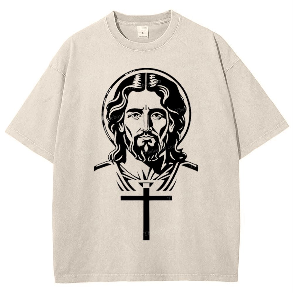 "The Light of Faith - Jesus' Encouragement" Snowflake Vintage Washed T-Shirt