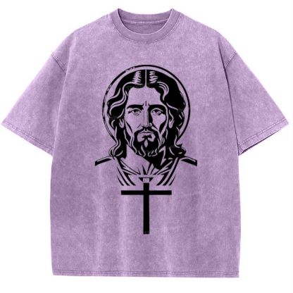 "The Light of Faith - Jesus' Encouragement" Snowflake Vintage Washed T-Shirt