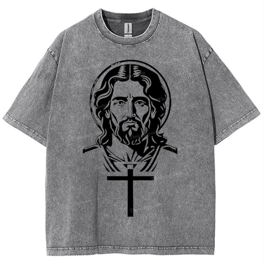 "The Light of Faith - Jesus' Encouragement" Snowflake Vintage Washed T-Shirt
