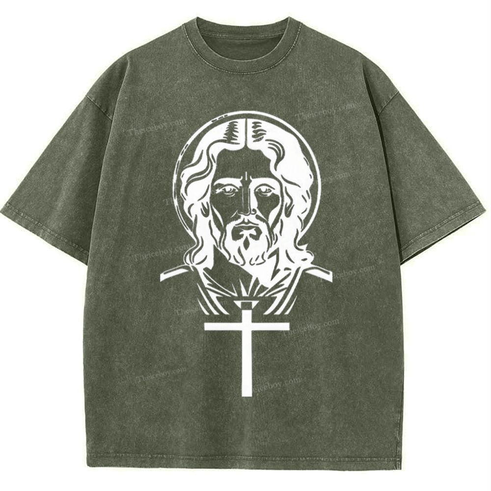 "The Light of Faith - Jesus' Encouragement" Snowflake Vintage Washed T-Shirt