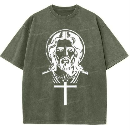 "The Light of Faith - Jesus' Encouragement" Snowflake Vintage Washed T-Shirt