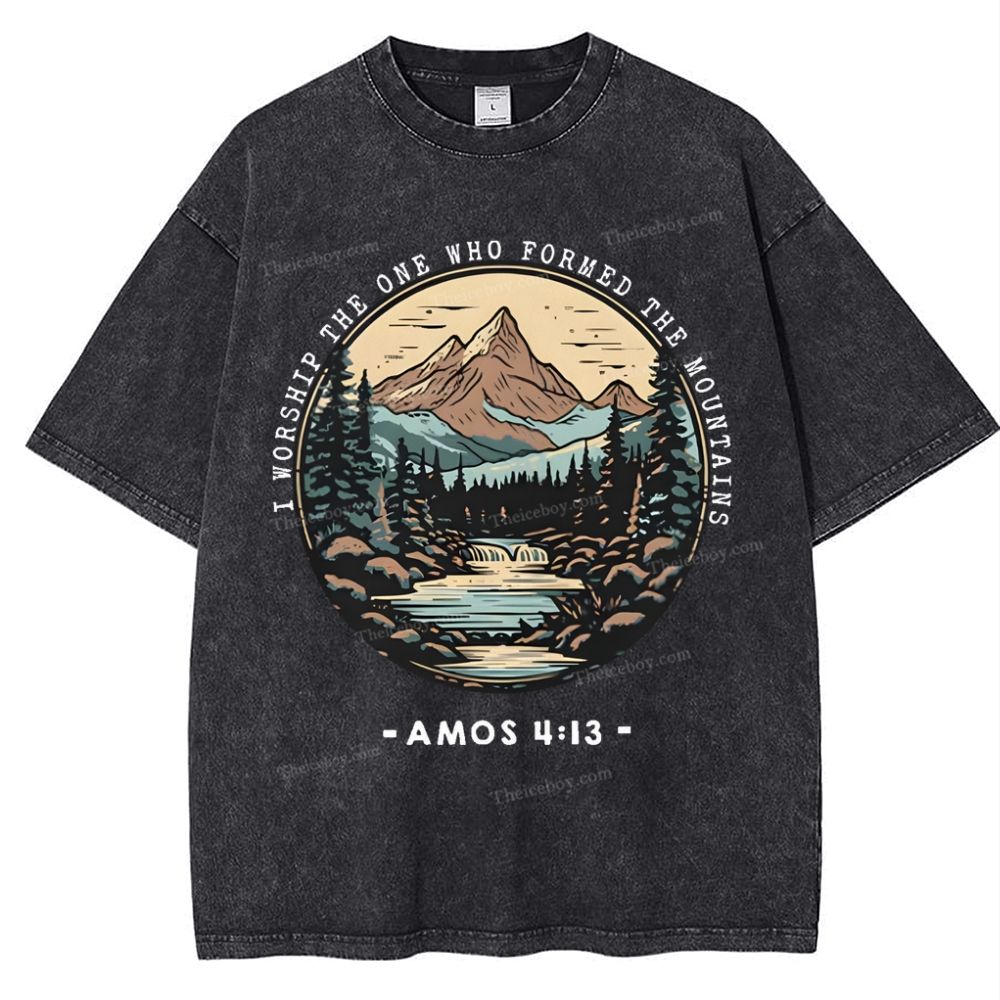 I Worship The One Who Formed The Mountains Snowflake Vintage Washed T-Shirt