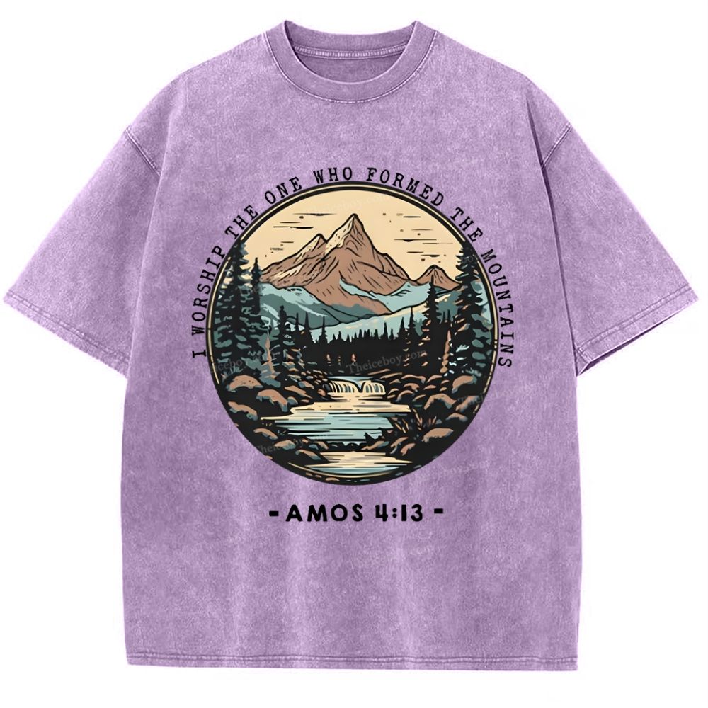 I Worship The One Who Formed The Mountains Snowflake Vintage Washed T-Shirt