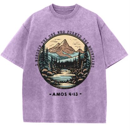 I Worship The One Who Formed The Mountains Snowflake Vintage Washed T-Shirt