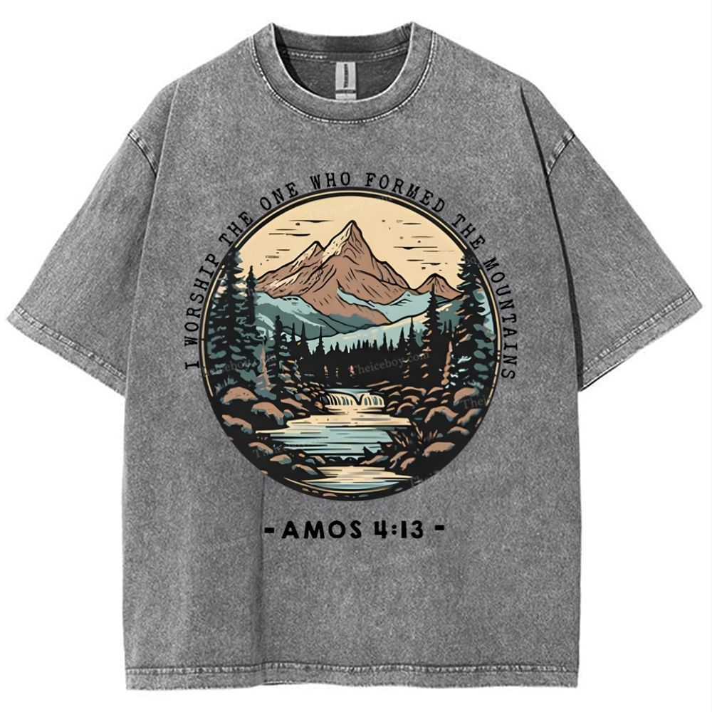 I Worship The One Who Formed The Mountains Snowflake Vintage Washed T-Shirt